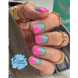 Red Aspen Press On Nails~Calda's Lessons in Change~Ombre & Glitter Short SQUare