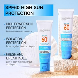 SPF 60 Sunscreen - Sun Cream Spf 60 PA +++ - UVB/UVA Protetion Face Sunscreen - Spf Moisturiser anti Wrinkle Prevent Sunburn&Taning - Very Water & Sweat Resistant - Non Greasy & Non Sticky