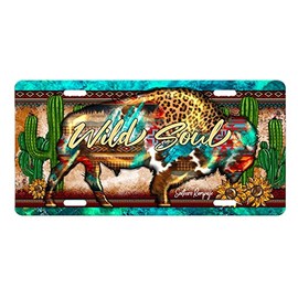 Vanity Decorative Western Aluminum Front License Plate (Wild Soul Buffalo)