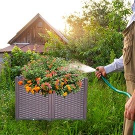 Doppy Planter Boxes Raised Garden Bed,2 Pieces Plastic Raised Garden Bed Garden Planter Boxes Extra Deep for Indoor & Outdoor Vegetable Fruit Flower Herb Growing Box