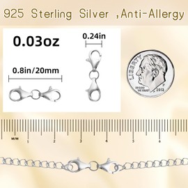 MKCYD 925 Sterling Silver Double Lobster Claw Clasps,Necklace Extender Double Necklace Clasp and Closures Bracelet Clasps Lobster Clasps for Jewelry Making(Made in Italy 9MM)