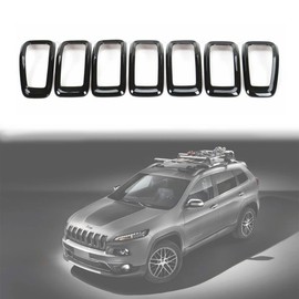Mactoom Grille Inserts Grill Cover Compatible with Jeep Cherokee 2014-2018 Front Grill Cover Rings Frame Trims Kit 7PCS (Black)