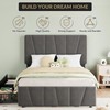 IDEALHOUSE Twin Size Bed Frame with Adjustable Headboard and 2