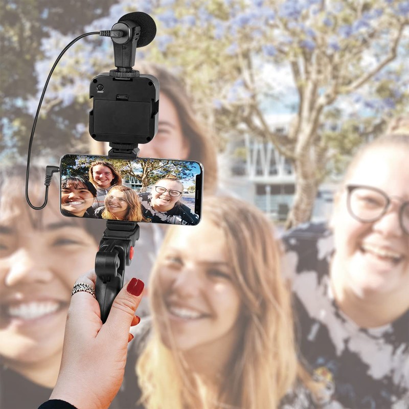 LogiLink Vlogger Kit with LED Light (36 LEDs) Shotgun Microphone