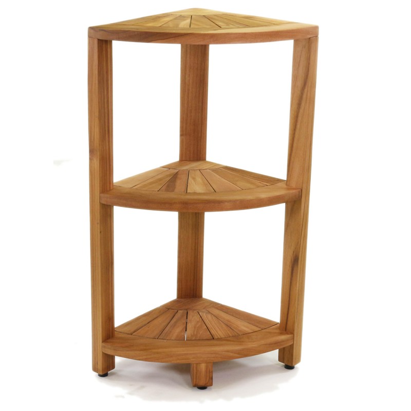 AquaTeak Kai™ Petite - Teak Corner Shower Storage Stand