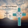 Turquoise Cross Necklace 925 Sterling Silver Cross Pendant Religious Protective