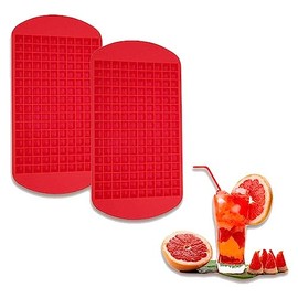 Gadgetime USA Tiny Cavity Silicone Ice Cube Tray (2 pack) - Small Mold for Freezer, Cocktails - Stackable, BPA & Odor Free (Red)