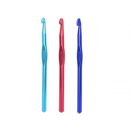 QUETTO Colored Alumina Crochet Set -Three Sizes of Single Head Crochet Needles for Sweaters Colorful (Red Blue Purple)