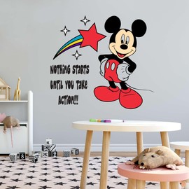 Minnie Goofy Daisy Porky Donald Duck Pluto Until You Take Action Motivational Quote Mouse Cute Character Holiday Gift Idea Wall Sticker Decal - Size: 30 in(W) x 30 in(H)