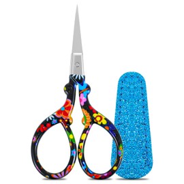 Sewing Scissors, Embroidery Scissors, Dressmaking Scissors, Small Scissors, Applique Scissors, Fabric Scissors, Small Thread Scissors, Small Sharp with Leather Case for Crafts, Crafts, DIY