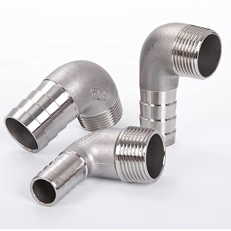Joywayus Stainless Steel Hose Fitting 90 Degree Elbow 1-1/4" Barb