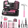 39 Piece All Purpose Basic Household Pink Tool Kit for