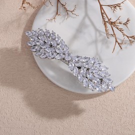 Kercisbeauty Wedding Bridal CZ Crystal Silver Bowtie Hair Comb Sparkle Hair Piece for Women Special Occasion Jewelry