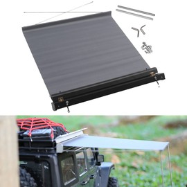 Vgoohobby 8.6" x8.6" RC Car Simulation Side Car Roof Top Tent Rain Canopy Sunshade Decoration Accessory Compatible with Traxxas TRX4 Axial SCX10 Tamiya Arrma D90 1/10 RC Crawler (Black)