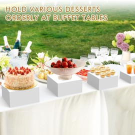 Himake 6PCS Buffet Risers, Food Risers for Buffet Table, Acrylic Dessert Table Display Set with Hollow Bottoms, Display Shelf Stand for Catering Dessert Collectibles Jewelry Show（5.5",6",7",8" 9" 10"