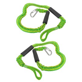 Zafina-UP 2 Pack Bungee Dock Lines for Boat, Docking Rope with 316 Stainless Steel Clips, Accessories for Jet Ski PWC SeaDoo Yamaha WaveRunner Marine Kayak Pontoon, (4ft) (Green)