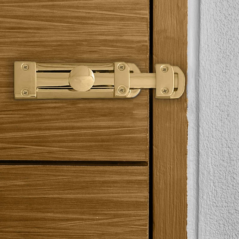 XFORT® 2 Pack Polished Brass Door Bolt, Surface Mounted Sliding