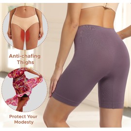 INNERSY Anti Chafe Shorts Women Slip Shorts for Under Dresses Summer Chub Rub Pants Pack of 3 (S, Grey/Purple/Lilac Ash)