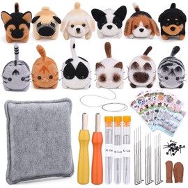 Mayboos Needle Felting Kit, 12 Pieces Doll Making Wool Needle Felting Starter Kit with Instruction, Felting Foam Mat and DIY Needle Felting Supply for DIY Craft Animal Home Decoration