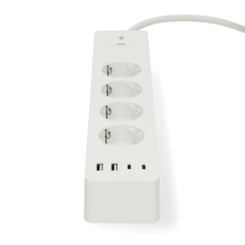 Nedis SmartLife Power Strip - Wi-Fi - Hybrid (CEE 7/7) / USB A/USB-C - 16 A - 3680 W - 2.00 m - 0-55 °C - Android/iOS - White