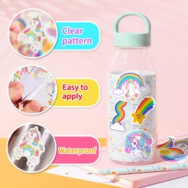 51 Pcs Cute Unicorn Rainbow Stickers for Kids, Waterproof Sticker for Water Bottle, Vinyl Laptop Decals for Teens Girls Boys, Students Classroom Prizes Sticker Pack