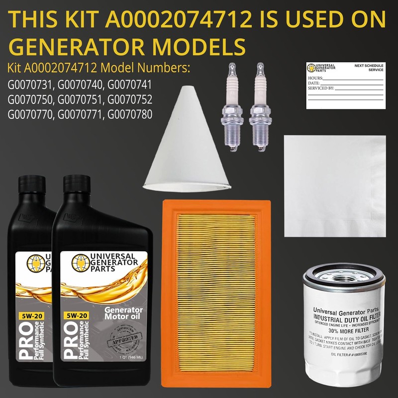 Universal Generator Parts Maintenance Kit A0002074712, 0J93230SSM Replacement Kit Is