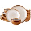 LeRatio Ceramic Dinnerware Sets for 6,18-Piece Plates and Bowls,Handmade Reactive