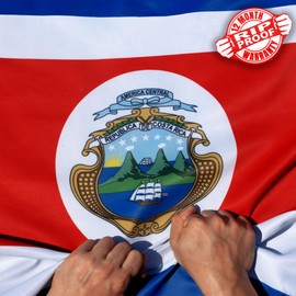Anley Rip-Proof Double Sided 3-Ply Costa Rica Flag 3x5 Foot - Vivid Color, Canvas Header and Wrinkle Resistant - The Strongest, Longest Lasting the Republic of Costa Rica Flags 3X5 Ft