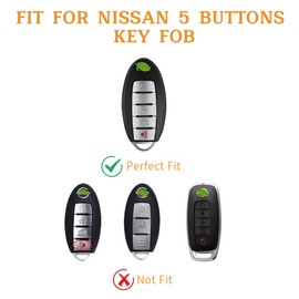 Vehicleloong Key Fob Cover Case Shell Keychain for Nissan Rogue Sentra Altima Pathfinder Frontier Kicks Murano Versa Maxima Infiniti Accessories Accessory Girly Women, 5 Button, Pink Gold, TPU