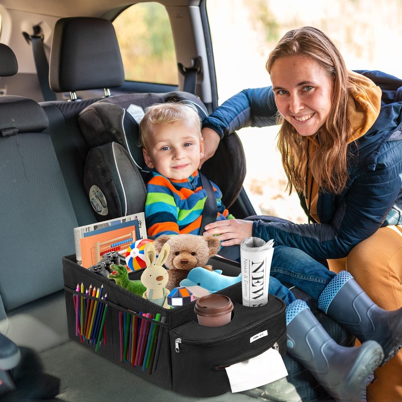 FUNNy elf Passenger Seat Organizer, Collapsible Car Storage with Partitions