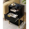 AEPOALUA Nightstand,Modern Bedside Table with One Drawer and Two Shelf，Black