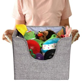 Premium Dog Toy Bin & Blanket Basket - Living Room & Nursery Storage, Easy to Clean, Perfect for Toy Organization - 13'x13'x11' - Grey