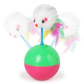 PacabaPacaba Cat Toy, Roly-Poly Mouse Self-Hey Funny Cat SticK Kitten Kitty Anti-Boring Artifact Feather Mouse Toy Interactive for Indoor