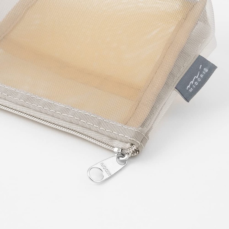 Midori 53350006 Mesh Pouch, Pen Case, Tool Pouch, Gusset, Gray