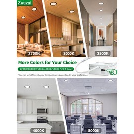 zouzai 8 Inch Black 18W Eqv 150W 1685LM 5CCT Ultra-Thin LED Recessed Ceiling Light with Junction Box 2700K/3000K/3500K/4000K/5000K Selectable, Dimmable ETL and Energy Star Certified【6 Pack 】