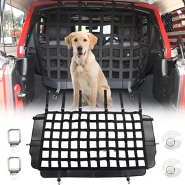 BESTAOO Pet Net Vehicle Safety Mesh Dog Barrier for Jeep Wrangler JK JL 2 Door 4-Door 2007-2025,Rear Seat Isolation Net,Easy to Install,Updated Version