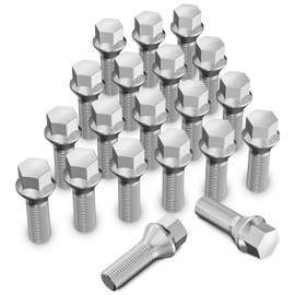 MIKKUPPA Wheel Bolts M12 x 1.5 Shaft Length 27 mm Taper 60° Spanner Width 17 mm Chrome Silver Pack of 20