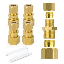 ERGAOBOY 2 pieces 6 mm OD x 8 mm OD brass reduction compression pipe fitting, heay duty brass compression fitting