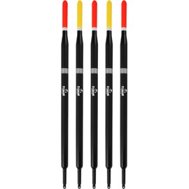 Storfisk fishing & more Set of 5 or 10 fishing floats, trout floats made of balsa wood, black with eyelet, tip in signal colour, weight: 1.5 g, piece: 5 pieces