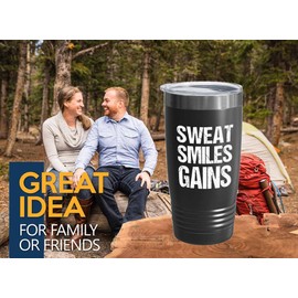 Personal Trainer Black Edition Viking Tumbler 20oz - Sweat Smiles Gains - Fitness Instructor Workout Coach Exercise Lover Cardio Lover Gym Coach