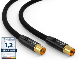 RedStar24 Antenna Cable 12.5 m Black - Male to Female Coaxial IEC - Premium HDTV Coaxial Cable for Cable TV | TV Cable: Compatible with TV, Radio, DVB-T/T2, DVB-C, DAB