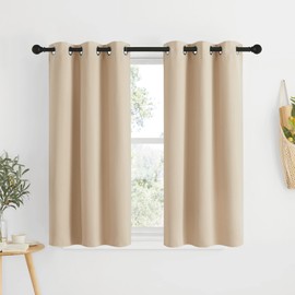 NICETOWN Cortinas Opacas para Dormitorio, Tratamiento de Ventana, Aislamiento térmico, Ojales sólidos, para Cocina/café(Beige Biscotti, 1 Par, 86 x 127 CM)