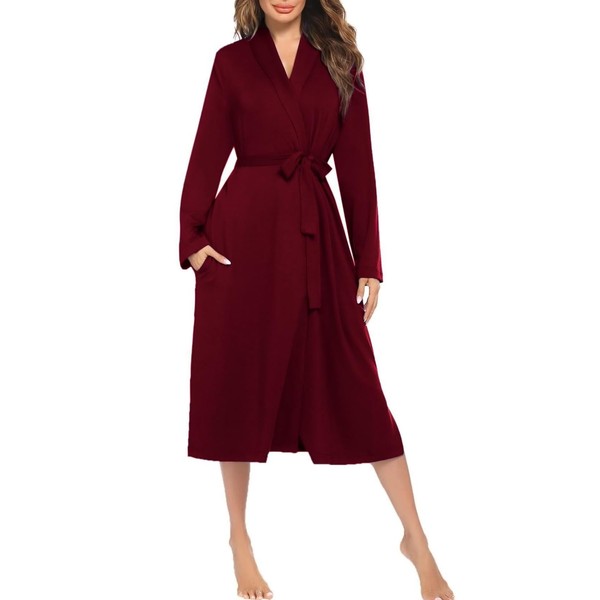 Beuwltpa Lightweight Dressing Gown,Long Sleeve Bathrobe for Women,Cotton Blend Kimono