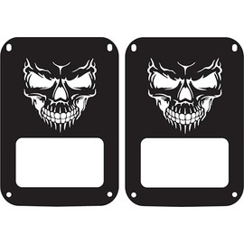 JeepTails Skull Face Tail Lamp Light Covers Compatible with Jeep JK Wrangler Set of 2