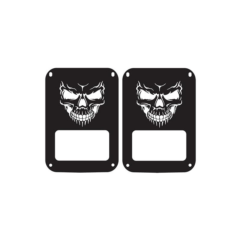 JeepTails Skull Face Tail Lamp Light Covers Compatible with Jeep