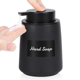 Segus Shampoo and Conditioner Dispenser, 360ml Ceramic Soap Dispenser, Black Shampoo Dispenser, Refillable Hand Wash Dispenser, Pump Bottle Dispenser with Labels