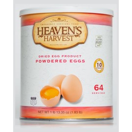 Heaven's Harvest Freeze-Dried Eggs 10 Year Shelf Life | 64 Servings (Emergency Survival Food (#10 Size Can - Powdered Eggs Powdered)
