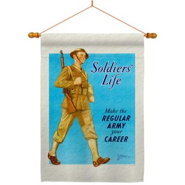 Army Soldiers' Life House Flag Dowel Set Armed Forces Rangers United State American Military Veteran Retire Small Decorative Gift Yard Banner Double-Sided Made In USA 28 X 40