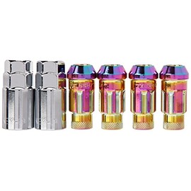 Muteki 32902N Neon Chrome 12mm x 1.5mm SR48 Open End Locking Lug Nut Set
