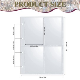 Prmape Pack of 20 Photo Sleeves DIN A4, 4-Way Split Photo Pockets, 10.2 x 15 cm Transparent Postcard Sleeves, 80 Card Slots Brochure Sleeves for Protecting Postcards Photos